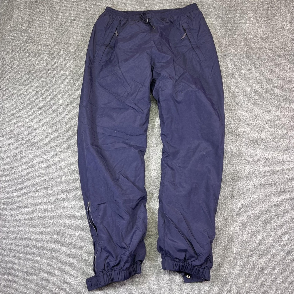 Eddie Bauer Track Pants Mens Medium Blue Nylon Hiking Zip Pockets Elastic Waist